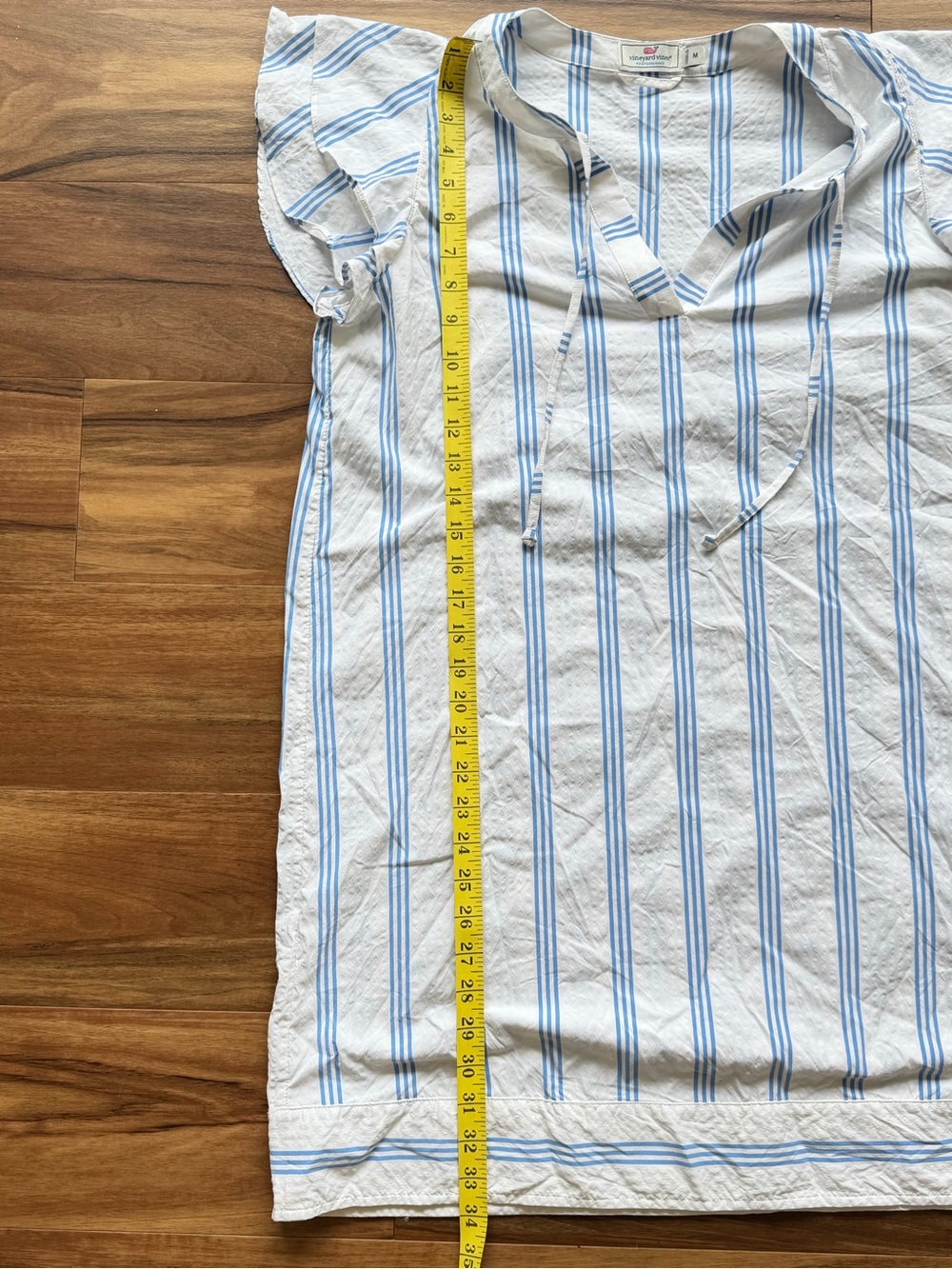 Vineyard Vines White and Light Blue Striped V-Neck Cover-Up - Picture 4 of 6